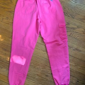 Neon pink FIGS scrub set